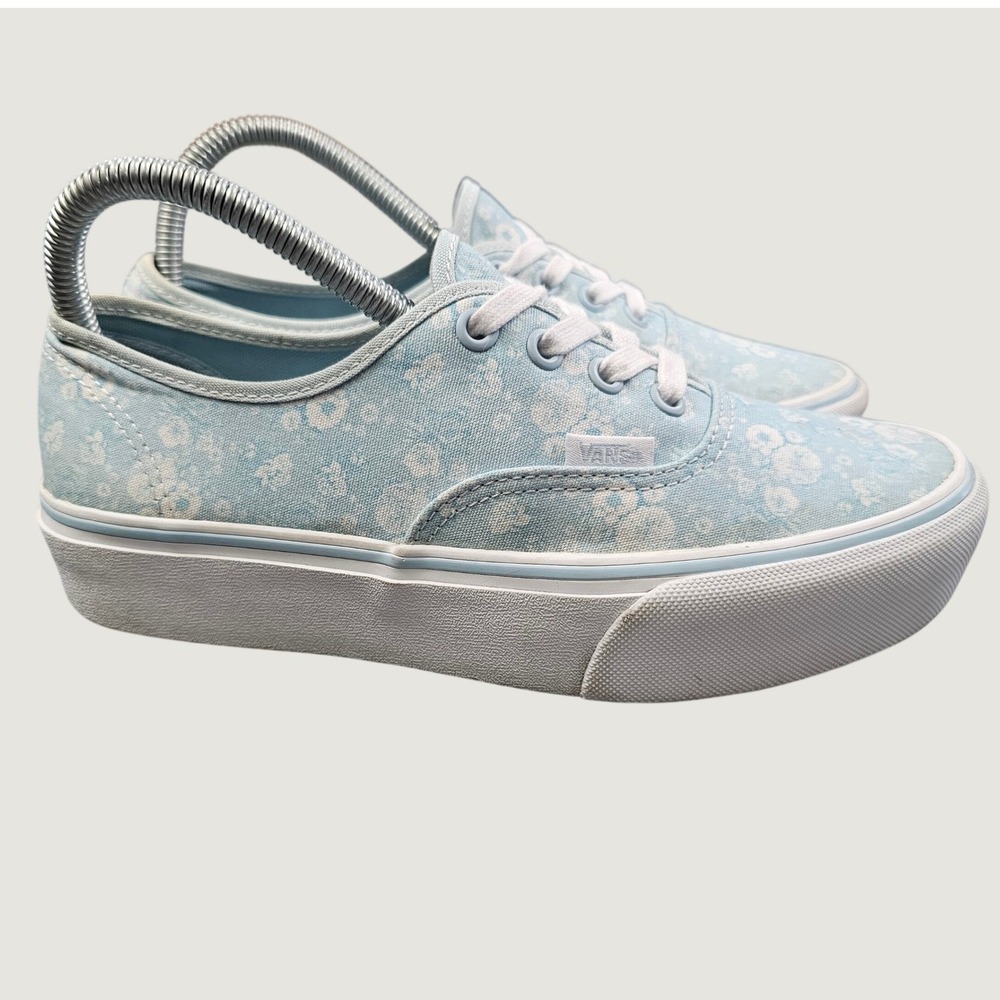Vans Authentic Platform Floral Tonal Blue Canvas Sneakers Womens 7 | Mens 5.5 - Picture 6 of 10